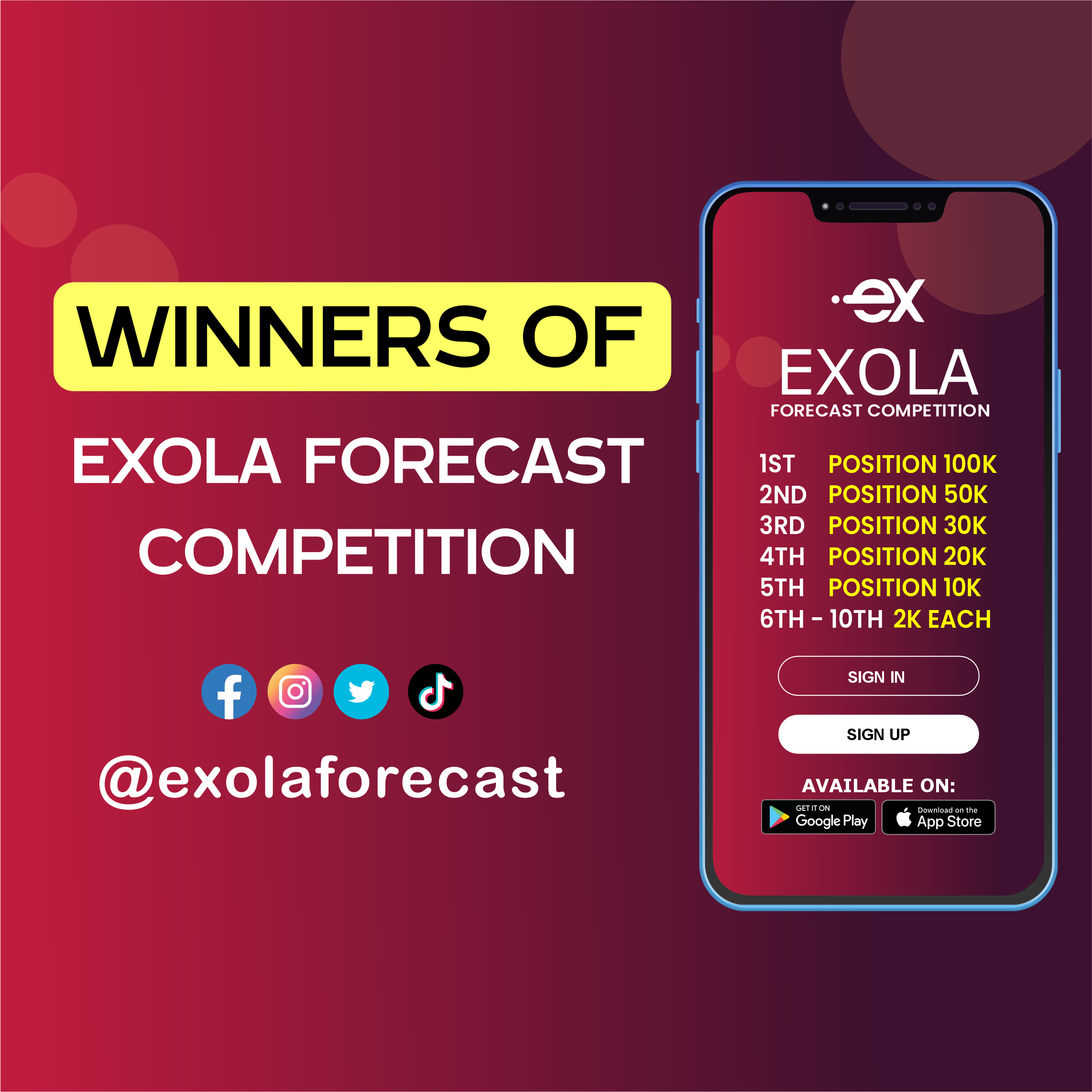 WINNERS OF EXOLA FORECAST COMPETITION